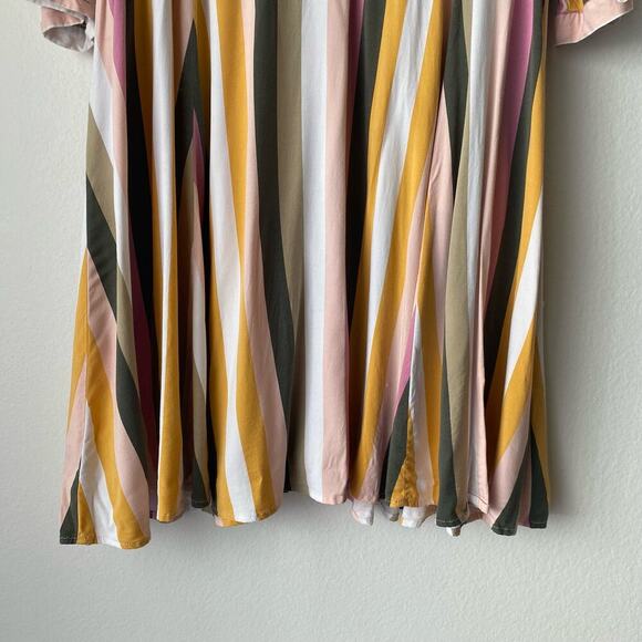 Torrid sz 2 stripped button down knee length dress‎ - Picture 3 of 8